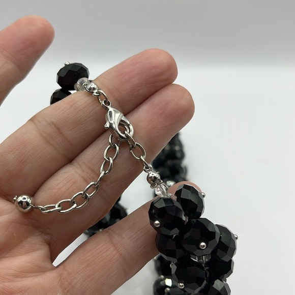 Elegant Black Beaded Necklace Statement Large Bold - Picture 8 of 9